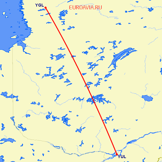 перелет Монреаль — La Grande на карте