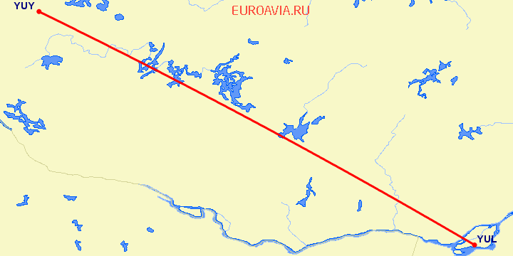 перелет Монреаль — Rouyn-Noranda на карте