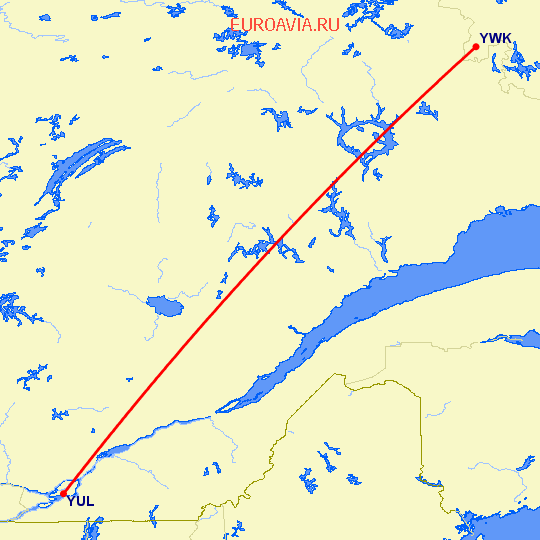 перелет Монреаль — Wabush на карте