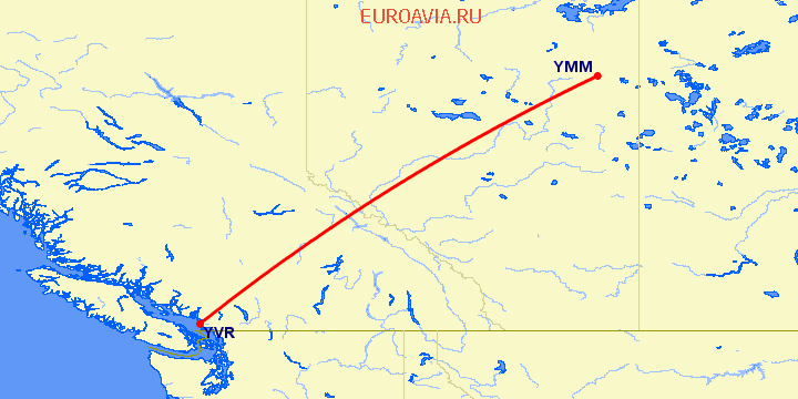перелет Ванкувер — Fort Mcmurray на карте