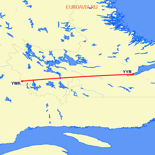 перелет Wabush — Goose Bay на карте