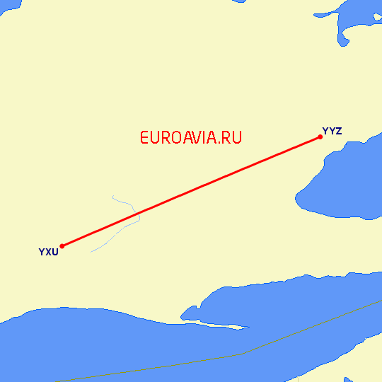 перелет Лондон — Торонто на карте