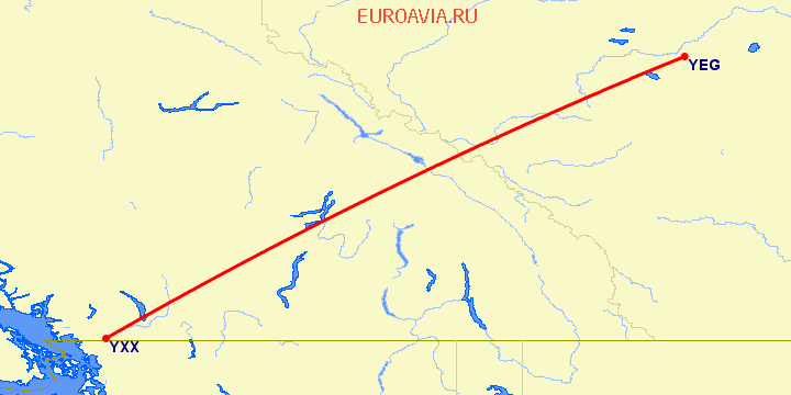 перелет Abbotsford — Эдмонтон на карте