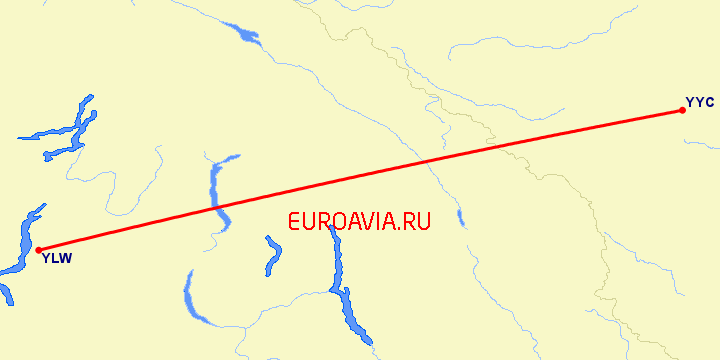 перелет Калгари — Kelowna на карте