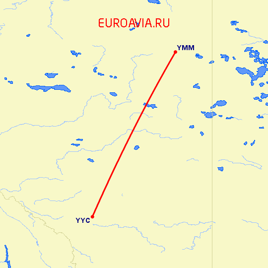 перелет Калгари — Fort Mcmurray на карте