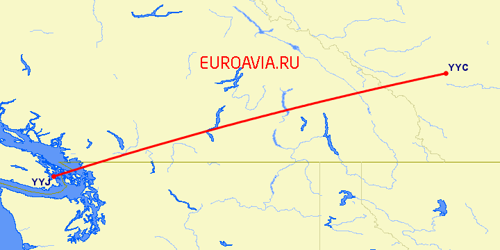 перелет Калгари — Виктория на карте