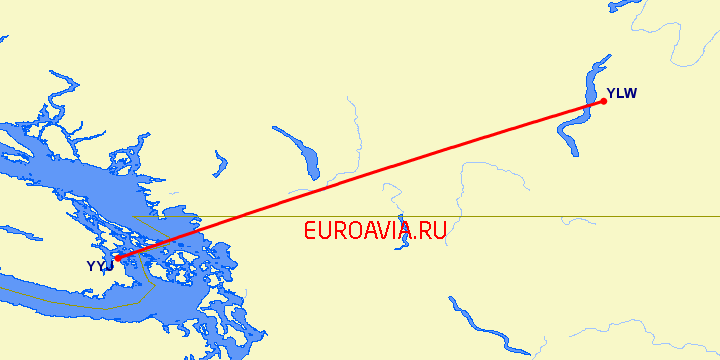 перелет Виктория — Kelowna на карте