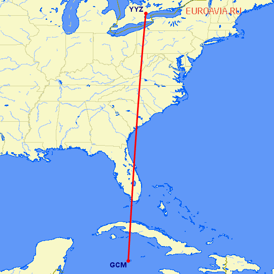 перелет Торонто — Georgetown на карте