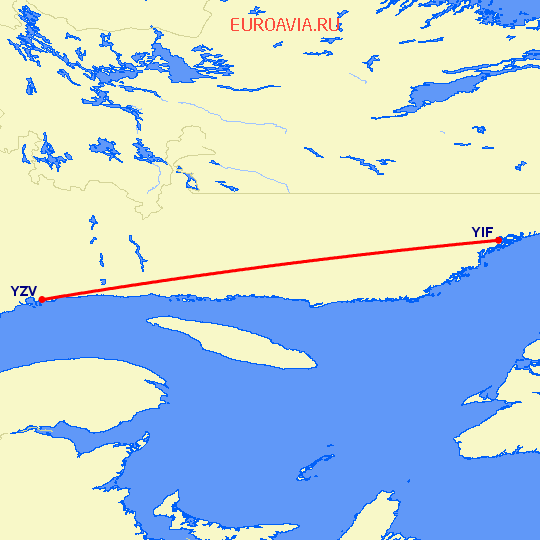 перелет Sept-Iles — Pakuashipi на карте