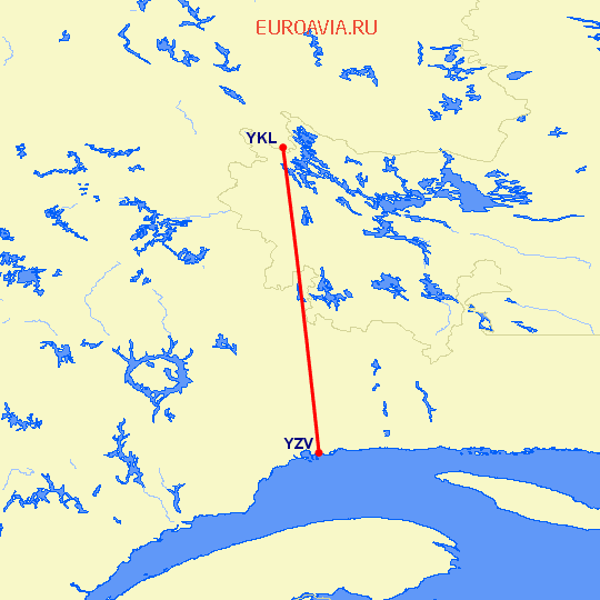 перелет Sept-Iles — Schefferville на карте