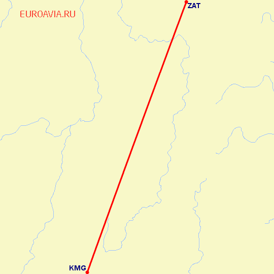 перелет Жаньтон — Кунминг на карте