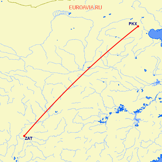 перелет Жаньтон — Пекин на карте