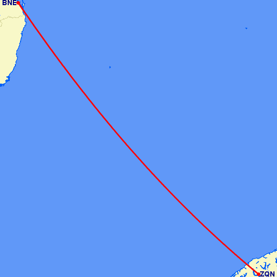 перелет Куинстаун — Брисбен на карте