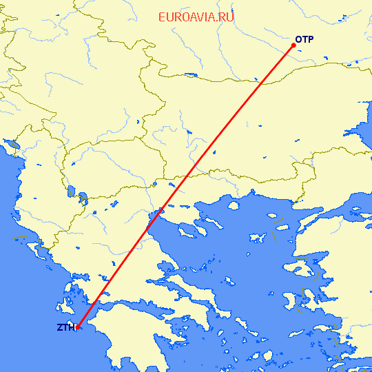 перелет Закинтос — Бухарест на карте